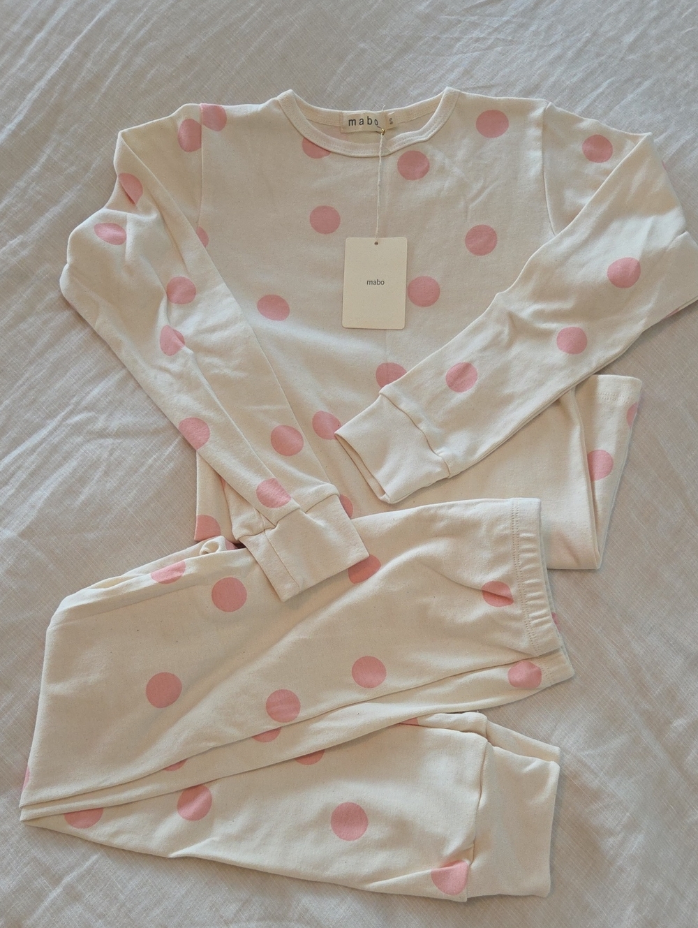 NWT Mabo Kids Organic Pink Polka Dot Pajama Set 8/9